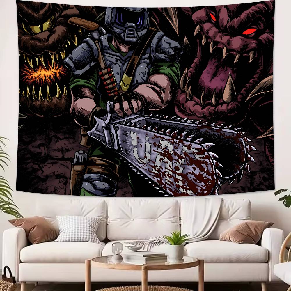 Large Cool FPS Video DDoomS Gaming Tapestry Popular Room Decoration Wall Tapestry Art Room Home Decor Wall Art Decor