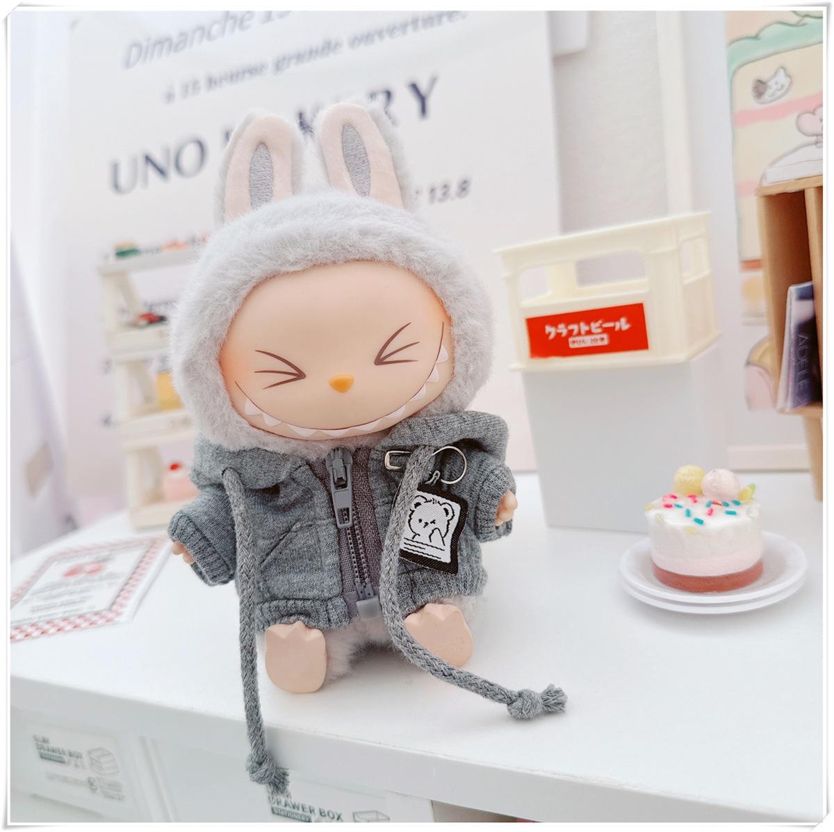 

17см Лабубу Медведь Кукла Одежда Плюшевая Верхняя одежда для Pullip Blythe OB11 BJD Кавайный Плюшевый Пальто