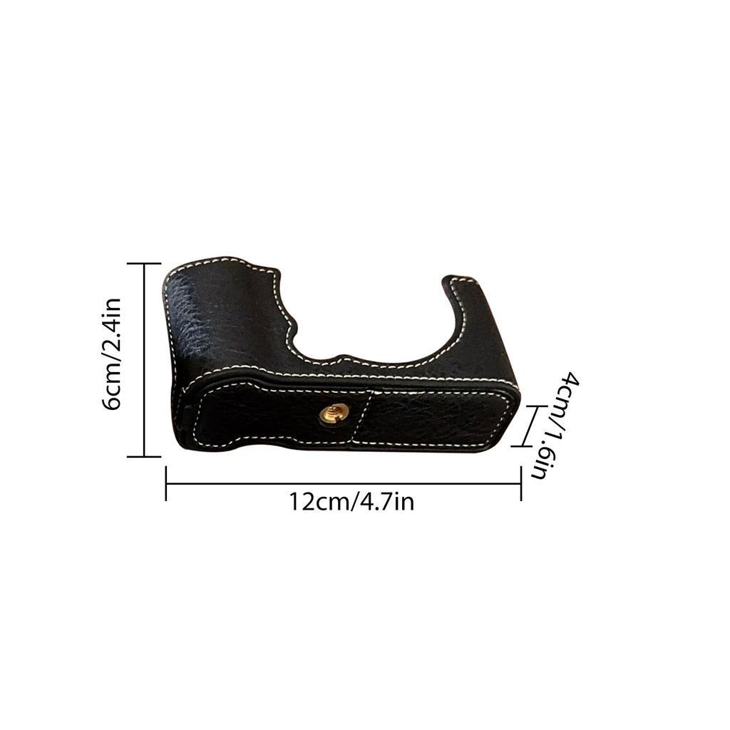 Camera Half Case PU Leather Anti-Scratch Camera Carry Case with Shoulder Strap Compatible with Fujifilm X-M5 Black