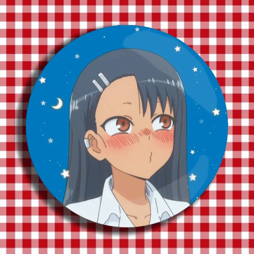 Don't Toy With Me,Miss Nagatoro-San Laser Badge Creative Pins Brooch for Decor Gifts Fans Collect Easter decorations