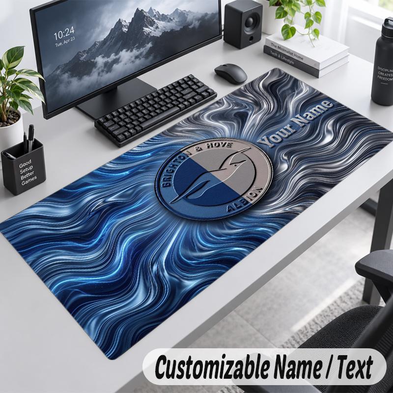 Custom Name Text Mouse Pad Brighton & Hove Albion Football Personalized Desk Pad For Work And Gaming