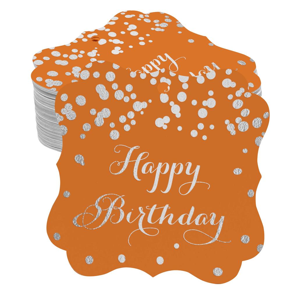Inkdotpot Real Gold Foil Bracket Shape Paper Hang Tags Happy Birthday Favor Tags Pack Of