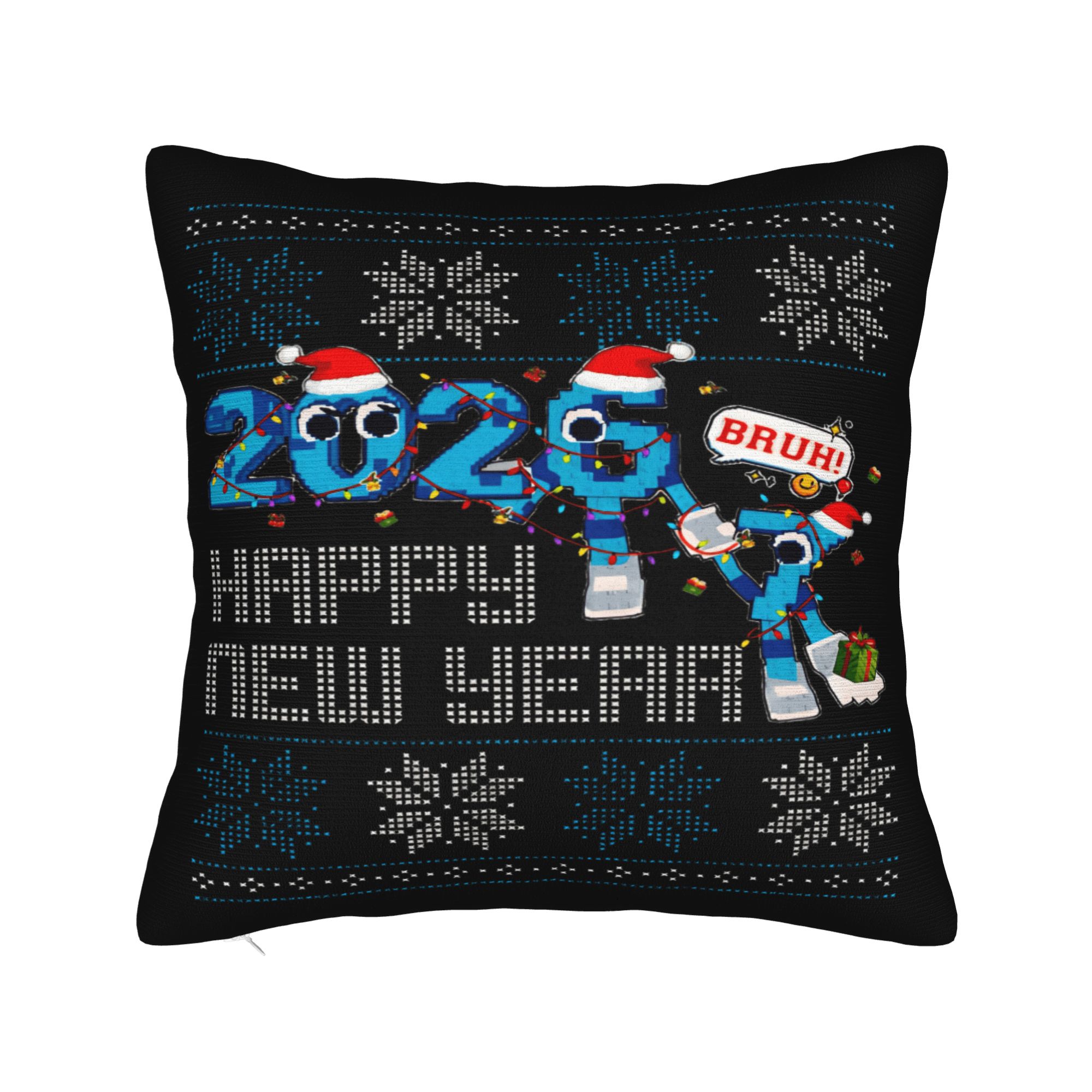 Pillow Case Happy New Year 2026 Disco Ball Santa Hat Soft  Pillow Cover For Living Room Sofa Novelty Pillowcases 12x12Inch