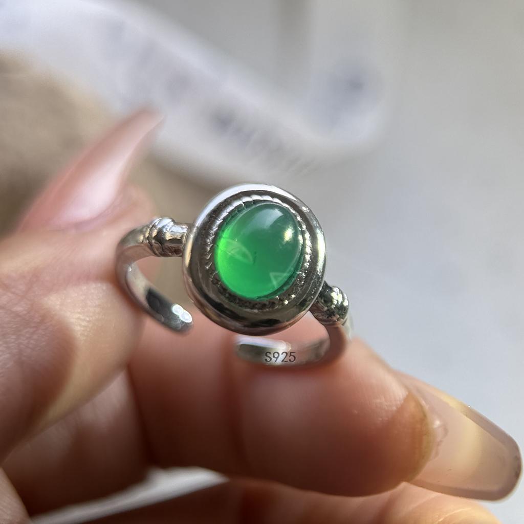925 Sterling Silver Rings for Women Couple Minimalist Green Stone Ring Fine CZ Jewelry Birthday Gift Prevent Allergy