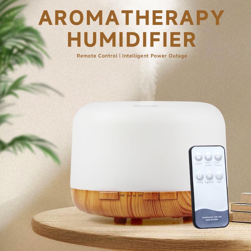 500ml Essential Oil Diffuser Quiet Aromatherapy Mist Diffusers Ultrasonic Remote Control Air Humidifier with Timing Function