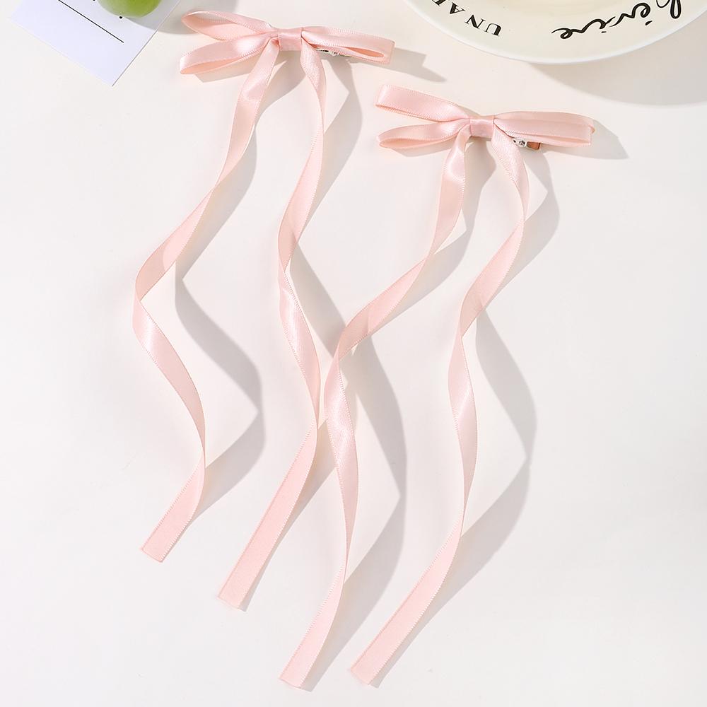 LOVEKIKI 2Pcs Long Tassel Hair Bow Hair Clips for Girl Lovely Ribbon Headwear Ins Party Ponytail Barrette Women Hair Accessories