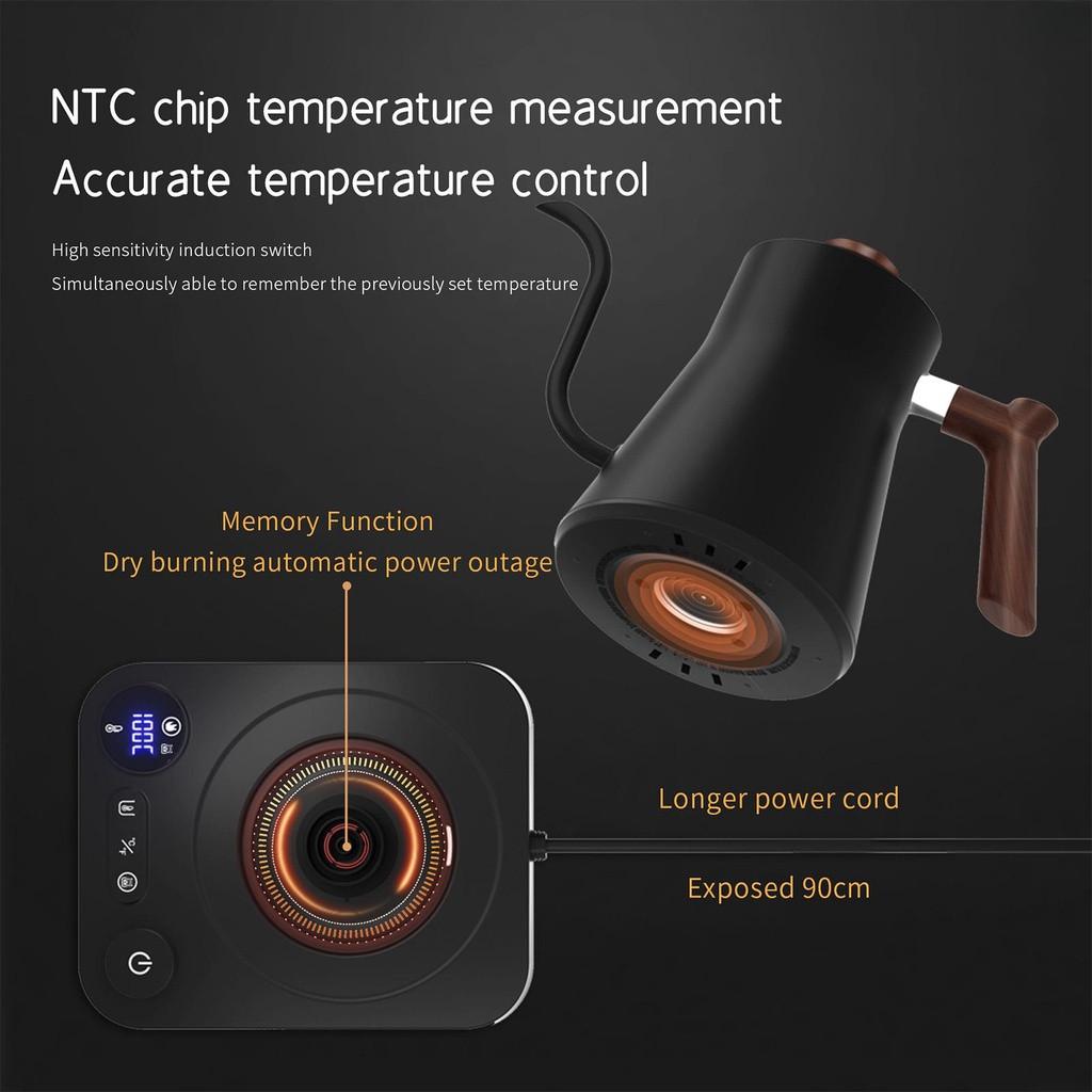 1200W High Power Electric Gooseneck Kettle Stainless Steel Inner Water Boiler NTC Temperature Control LCD Display Tea Kettle