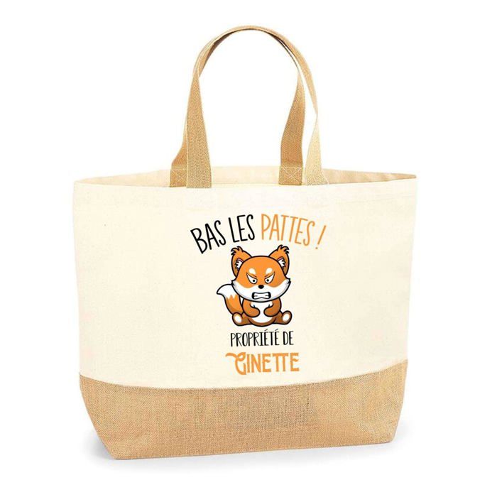 Sac cabas - PLANETEE - Ginette Bas les pattes Renard - Jute - Imprimé en France - Anses solides
