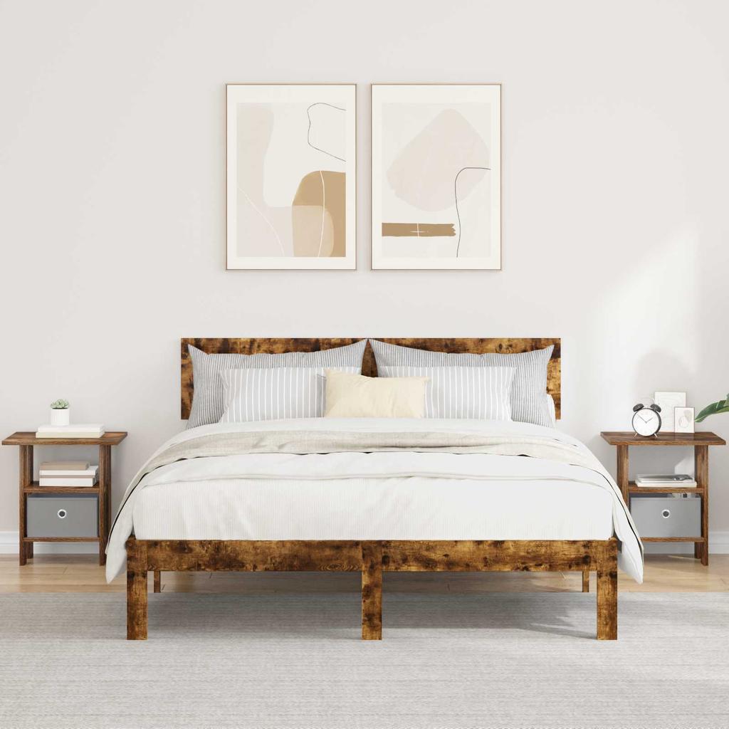 Nightstand 2 pcs Smoked Oak 41 x 40 x 45 cm