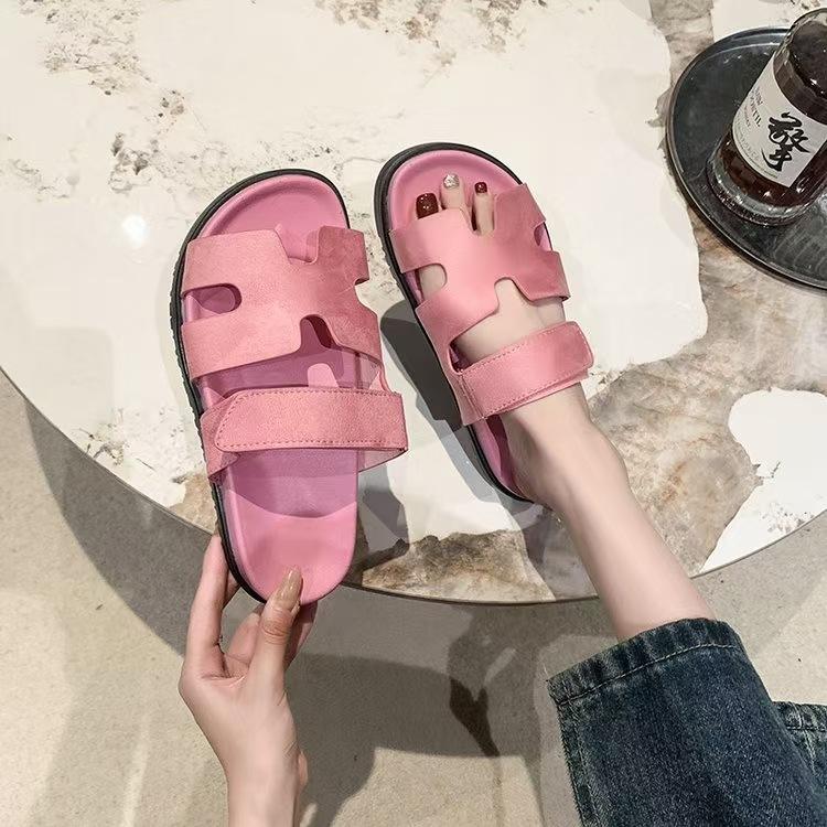 Damskie Klapki na Grubej Podeszwie Duże Rozmiary, Kolorowe Klapki Casual na Rzepy, Modne Antypoślizgowe Buty Plażowe Outdoor dla Kobiet