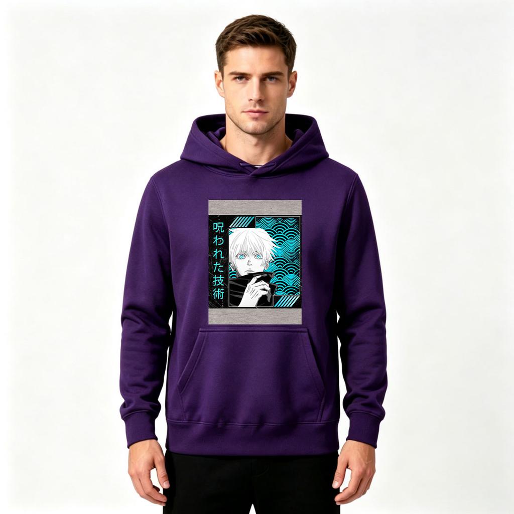 Men Anime Print Pullover Hoodie Casual Long Sleeve Streetwear Sweatshirt for Adults