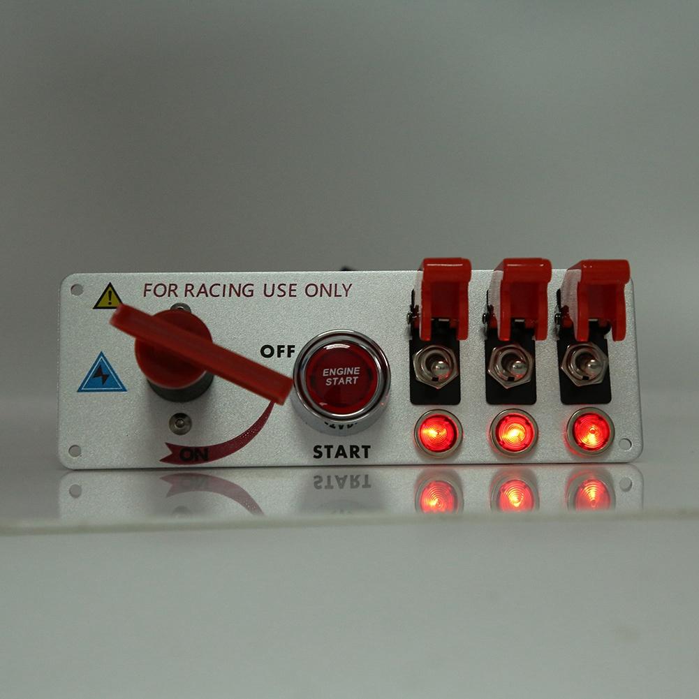 12V Racing Car Ignition Switch Panel Engine Start LED Push Button Toggle Panel