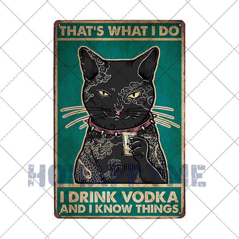 Lustiges Katzen-Vintage-Metallschild, Teller, Dekoration, Hausmalerei, Wohnzimmer, Tierhandlung, Poster, Wand, Retro-Dekor, Kunstplakate, 20 × 30 cm