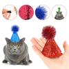 J0MC 6pcs Glittering Powder Pet Party Hat With Adjustable Rope For Party PhotoShoots Cats Dog Festival Costume Accessory
