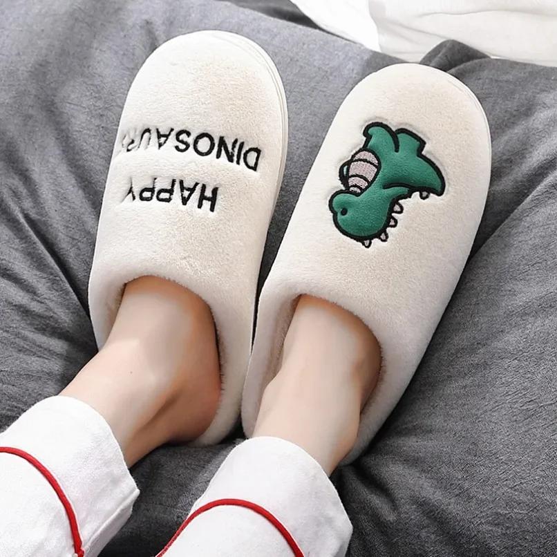 Fashion Plush Slipper Women Bear Dog Panda Winter Fur Contton Warm Non Slip Grip Home Indoor Lazy Fuzzy Female Floor Shoe Flat Male Men