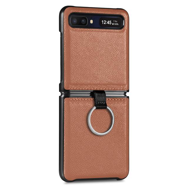 Drop Protection Finger Ring Leather Case For Samsung Galaxy Z Flip 3 Flip4 Flip 4 Flip3 5g Matte Cover For Samsung Z Flip3 Cases