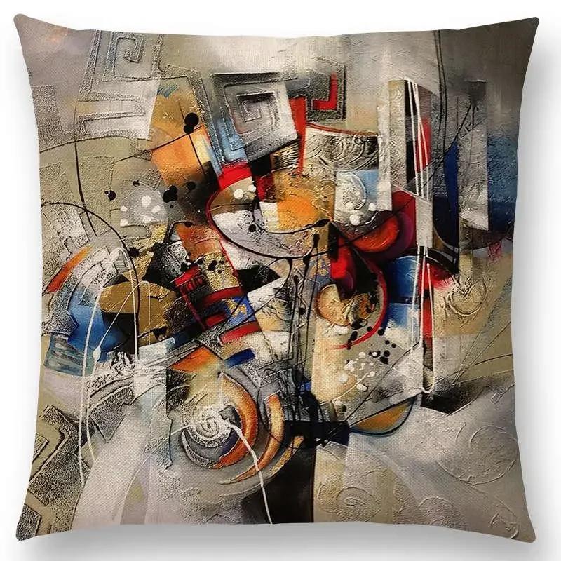 

Новый Чехол для подушки с абстрактным узором эмоций и фантазийными временами года 66x66cm золотистый