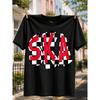Ska Rutor med Tydliga Röda Bokstäver, Streetwear Stil för Musikälskare, Perfekt Gåva för Ska-Fans, Herr T-shirt