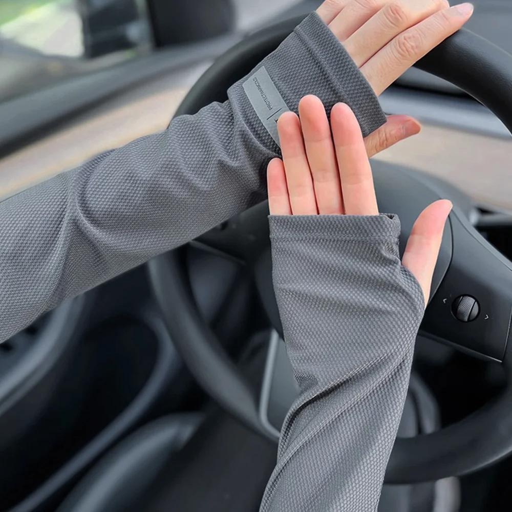 UV Protection Ice Sleeves Men Women Summer Sun Protection Arm Sleeves Outdoor Cycling Driving Arm Sleeves Gloves Sweat Absorbent