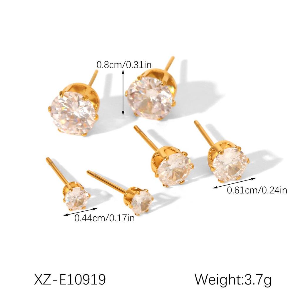 European & American Diamond-Studded Stainless Steel Earrings: Luxury Pearl & Zircon Non-Fading Titanium Steel Stud Set for Women