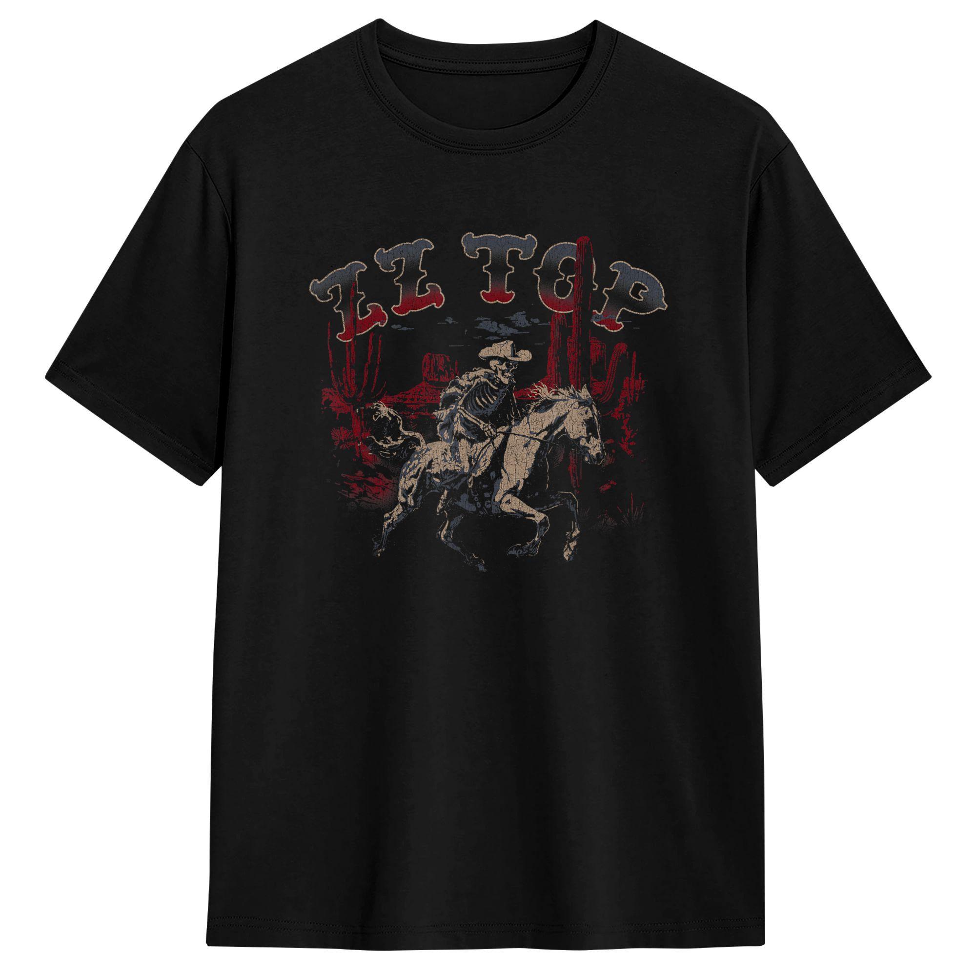 Мужские футболки ZZ Top Skelly Cowboy из чистого хлопка, винтажные, с круглым вырезом, с коротким рукавом, одежда, идея подарка S разноцветный