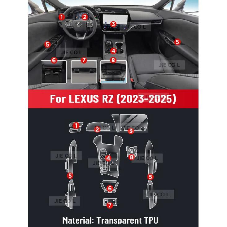 For LEXUS RZ  2024 2025 Anti-scratch Car Interior Transparent TPU Film Center Console Dashboard Navigation Protector Sticker