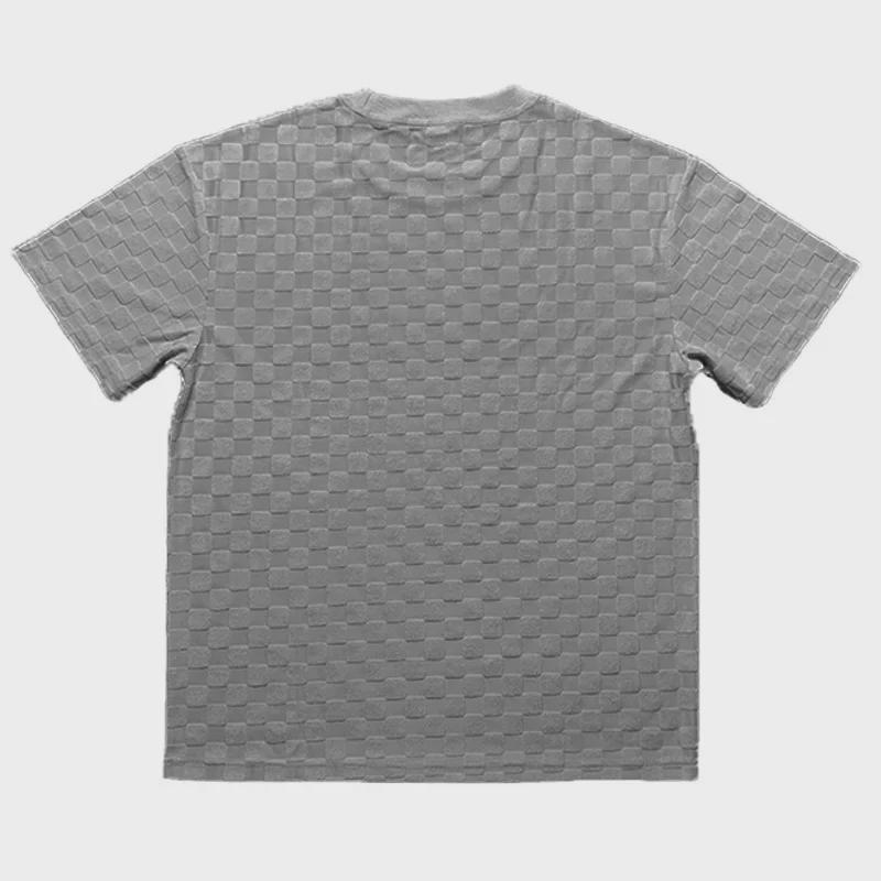 2024 Men's Jacquard Plaid Short-Sleeve T-Shirt and Loose Fit Casual Shorts Set