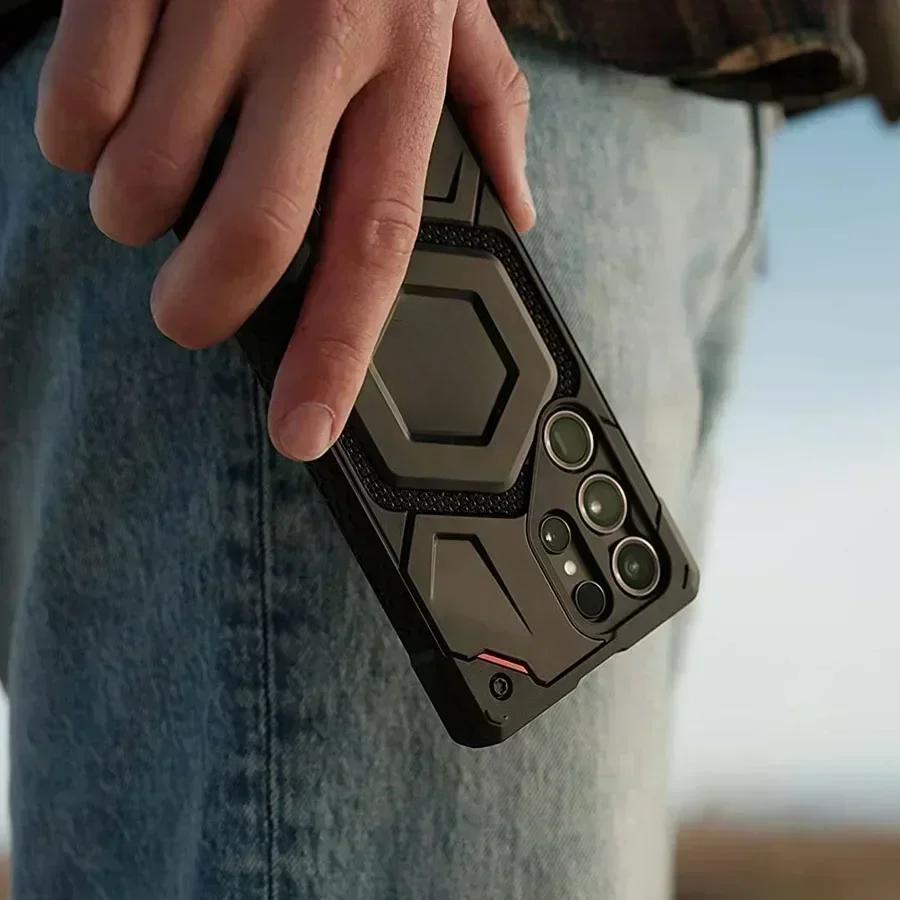 Monarch Pro Magnetische KEVLAR-Hülle für SamsungS25 Ultra S23 S24 Plus Magnet Militärische robuste Rüstung Stoßfeste Magsafe-Schutzhülle