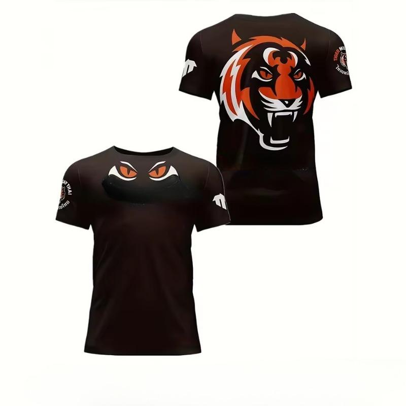 

Мужская футболка с графикой тигра, футболка с коротким рукавом, спортивные тренировочные футболки, одежда оверсайз, топы 6XL