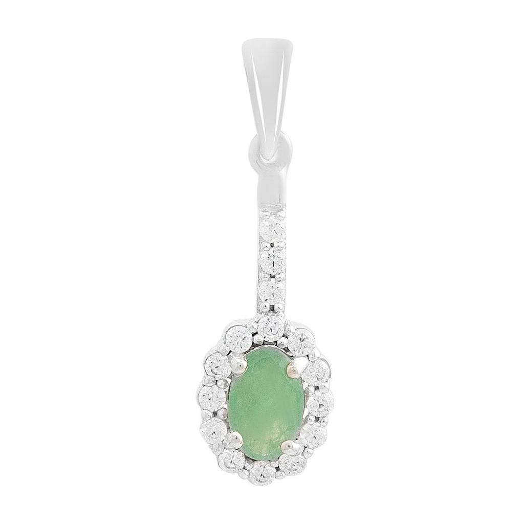 Серебряная подвеска с изумрудом 0.833ct, фианитами (2214212)