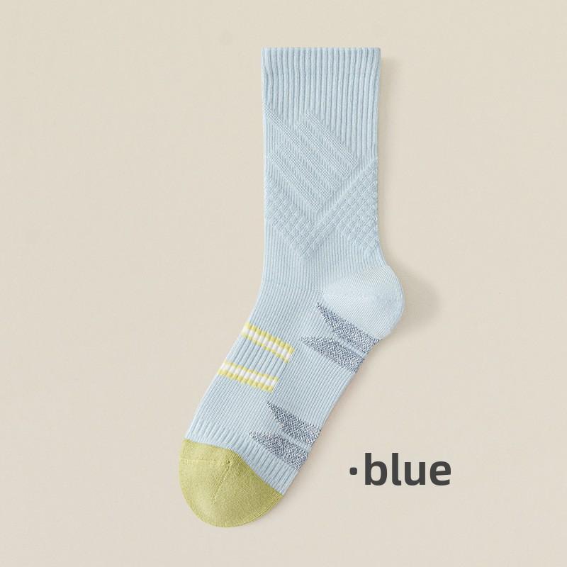 Women's Mid Crew Running Socks Color Block Hand-linked Seamless Non-slip Antibacterial Deodorant Cushion Sports Socks