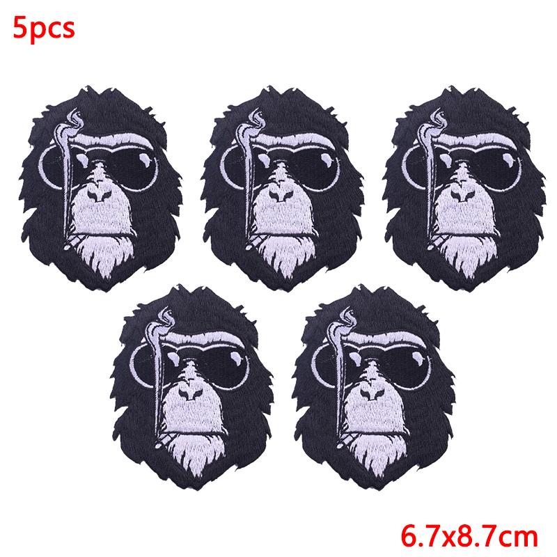 5Pcs/Lot Punk Animal Patch Iron On Embroidery Patches For Clothing Thermoadhesive Patches On Clothes Hip Hop Patch For Clothes