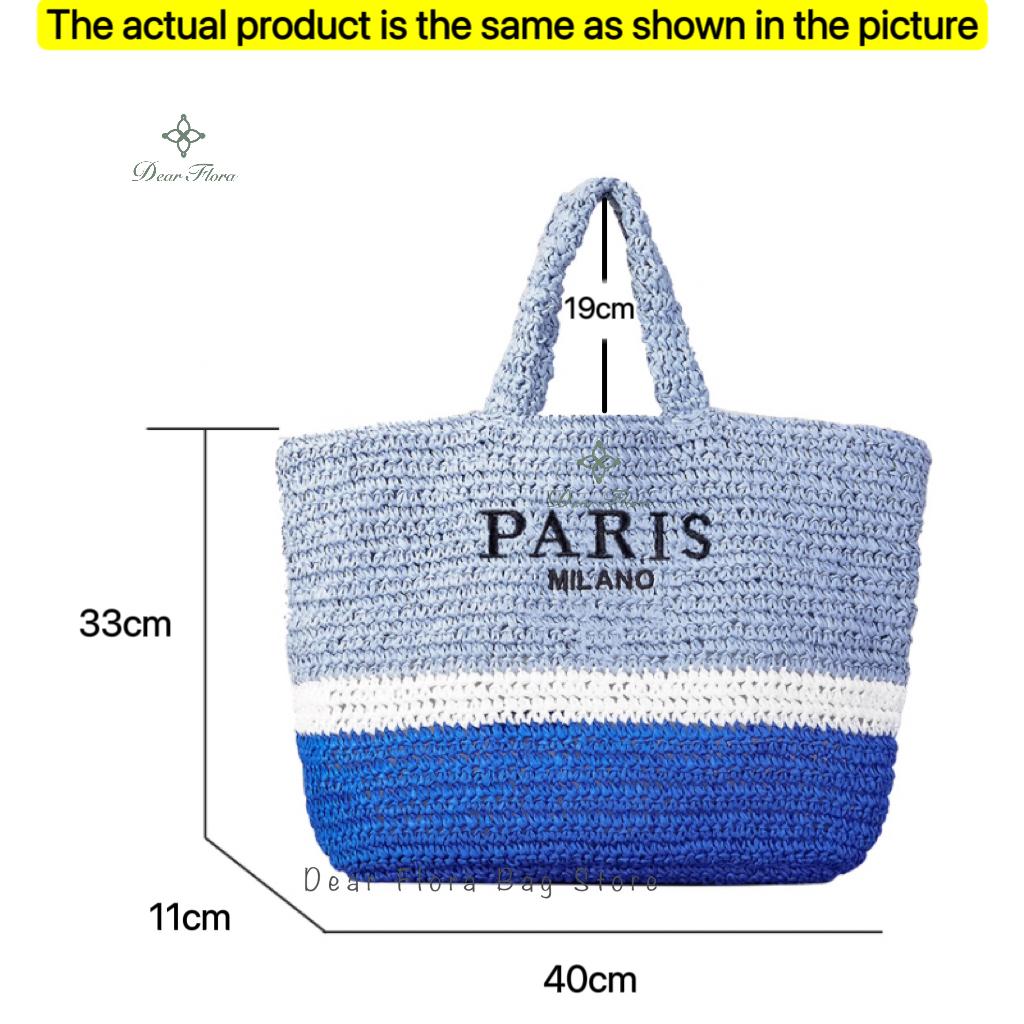 Women'S Fashion Large Capacity Handmade Straw Knitting Tote Bag Summer Travel Beach Shoulder Bags Casual Simple Portable Handbag