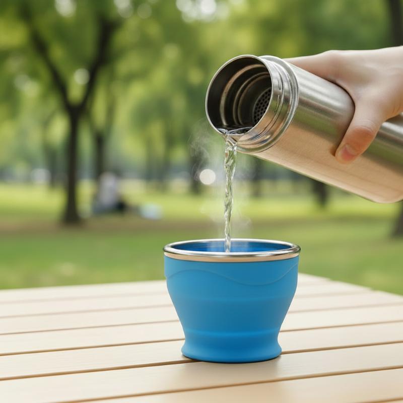 New Portable Silicone Folding Water Cup Outdoor Heat Resistant Telescopic Collapsible Foldable Mug With Lid For Travel Camping