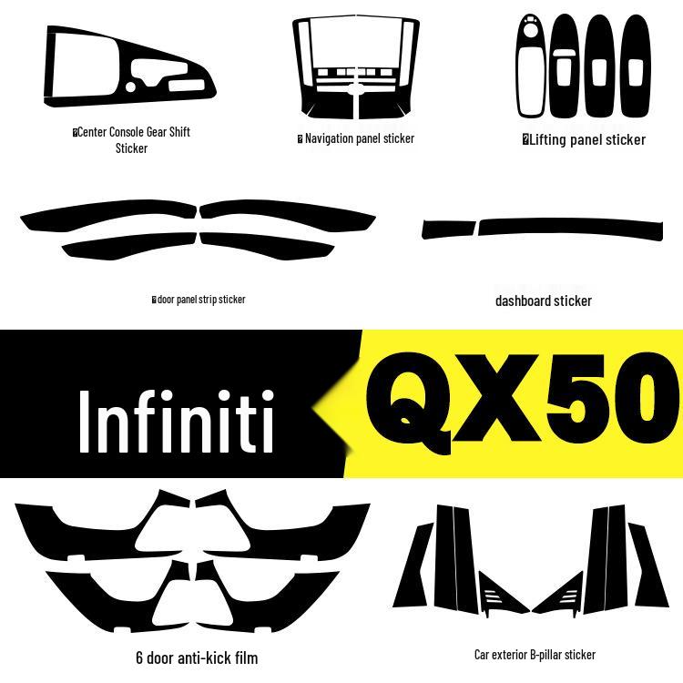 18-20 Infiniti QX50 Wnętrze Naklejka z włókna węglowego odporna na zarysowania na drzwi