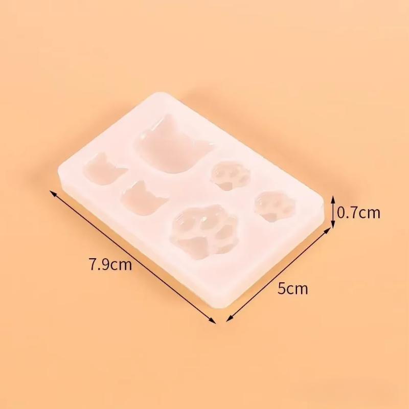 1pc Kitten Paw Crystal Epoxy Resin DIY Silicone Mold Cat Face Cat Paw Keychain Jewelry Pendant Mold светло-серый