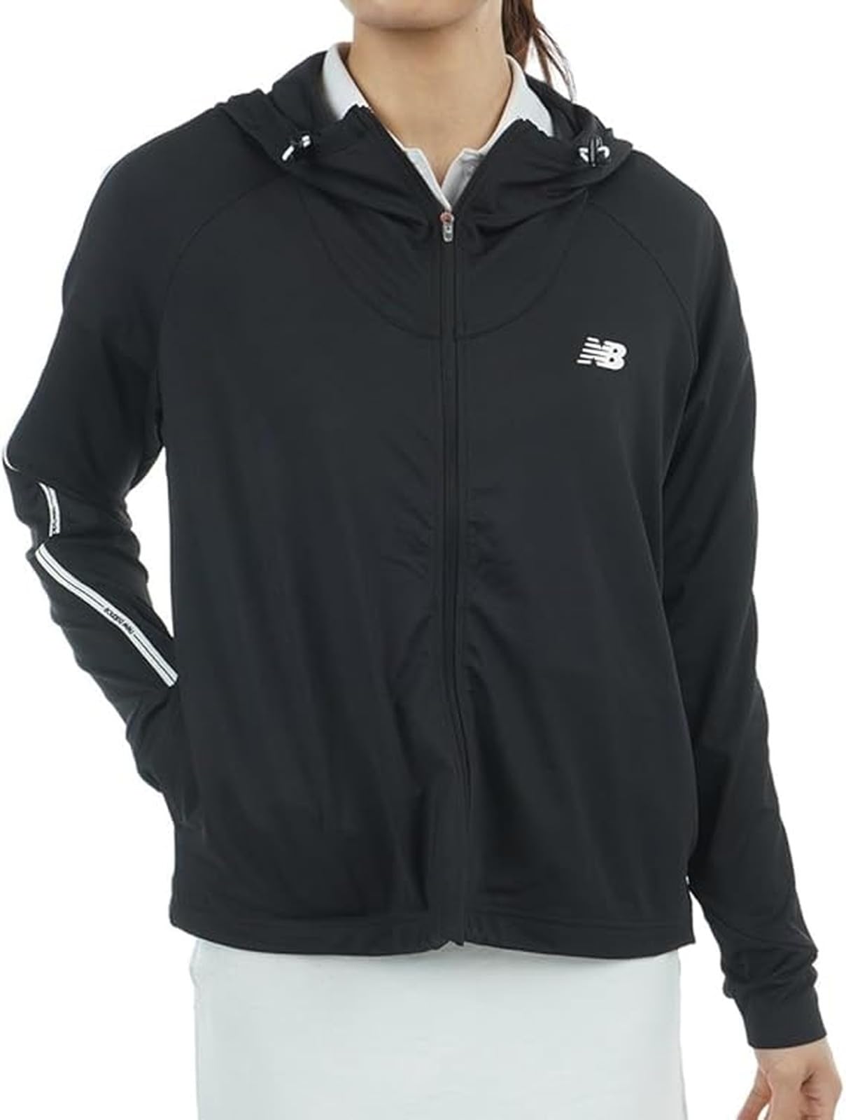 

New Balance Long Sleeve Sunshade Golf Hoodie Quick UV 2 Women s (Moisture Wicking, Drying, Protection) / 012-5162503 010_Black [L]