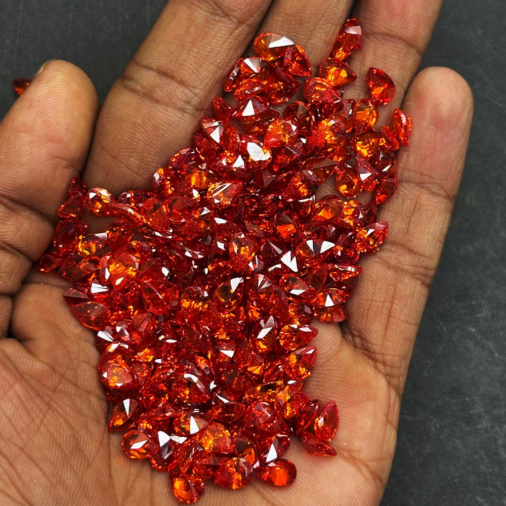 Natural Orange Sapphire Loose Gemstone 7x5 mm 6 pcs Pear Cut Lot September Birthday Birthstone