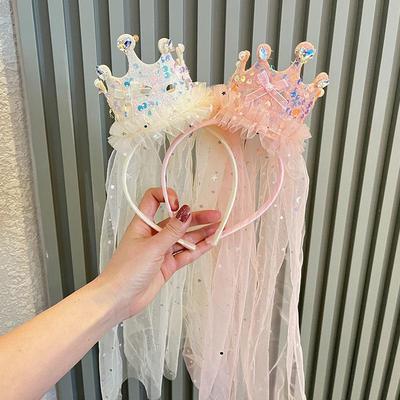 Entzückendes Pailletten-Kronen-Stirnband und Schleifen-Haarnadel für kleine Prinzessinnen