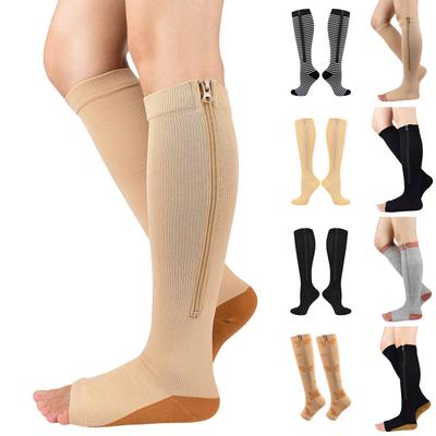 Unisex Kompressionssocken mit Reißverschluss zur Wadenunterstützung Elastische Druckstrümpfe Geeignet für Pflegepersonal und sportliche Nutzung