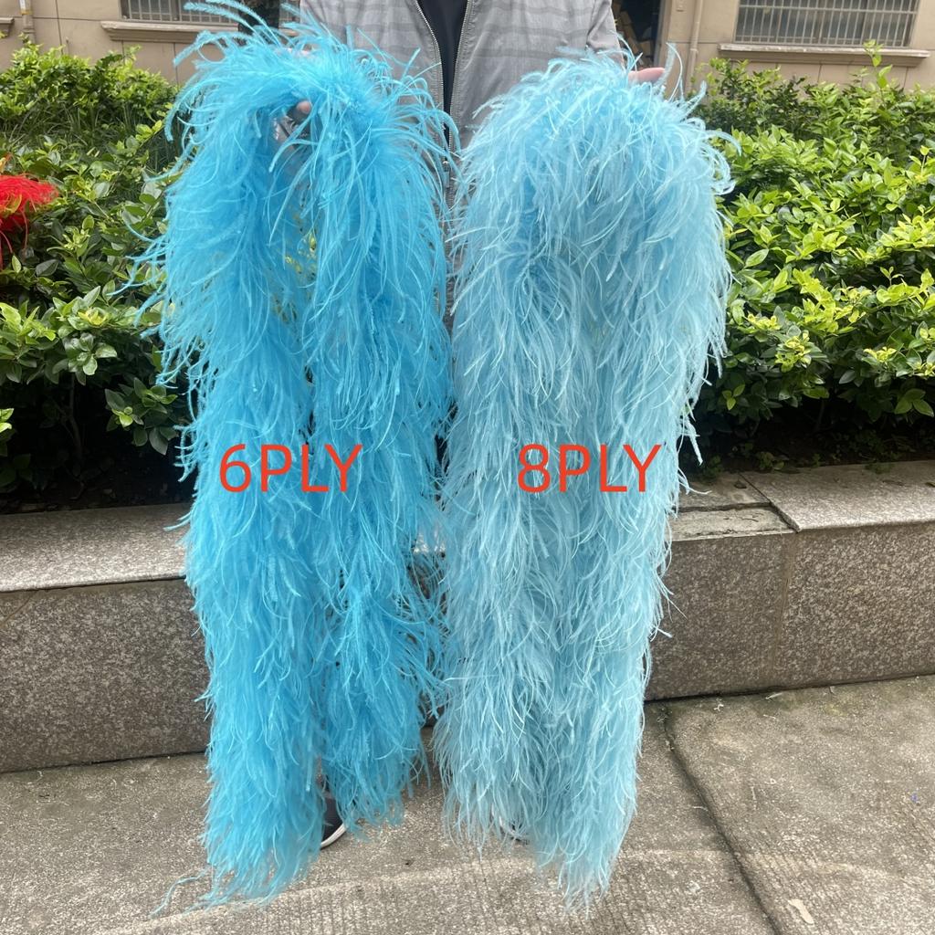 2M Red Ostrich Feathers Boa 1-10Ply Thick Natural Feather Shawl for Wedding Clothing Decoration Sewing Plumes Crafts Accessory