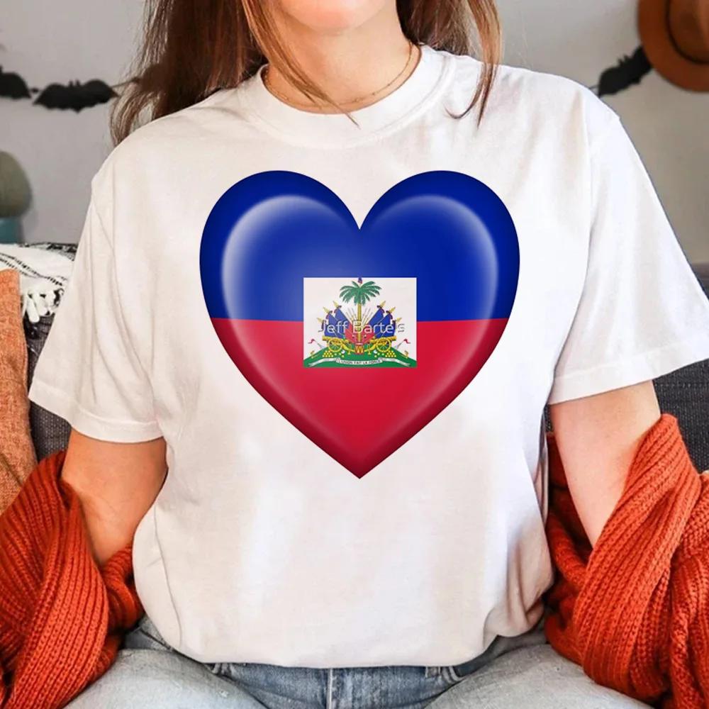 Haiti T Shirt Women Funny Y2K Harajuku T-shirts Female Funny Clothing Aesthetic Clothes Women Clothing