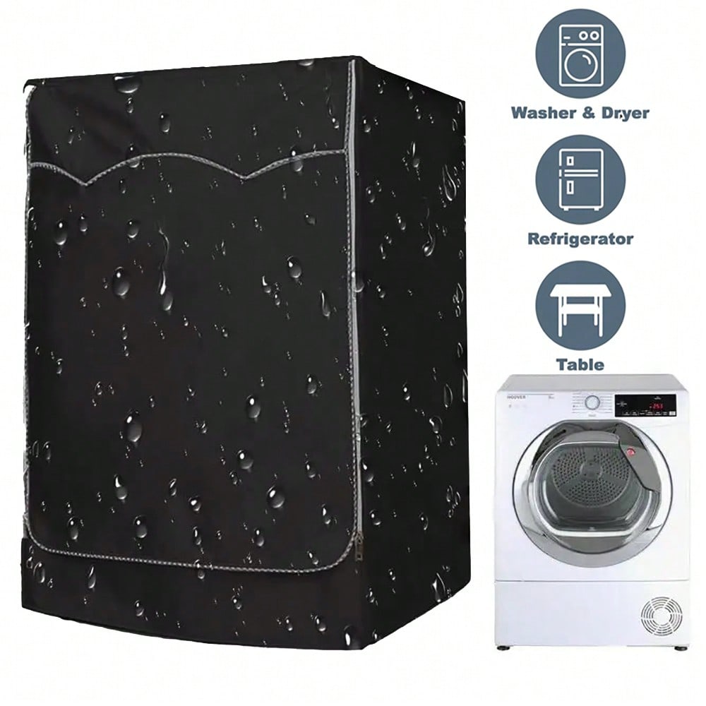 1pc Silver Washing Machine Cover, Waterproof And Dustproof Cover For Washing And Drying Machine,Bag,Organizer,Storage colore grigio chiaro