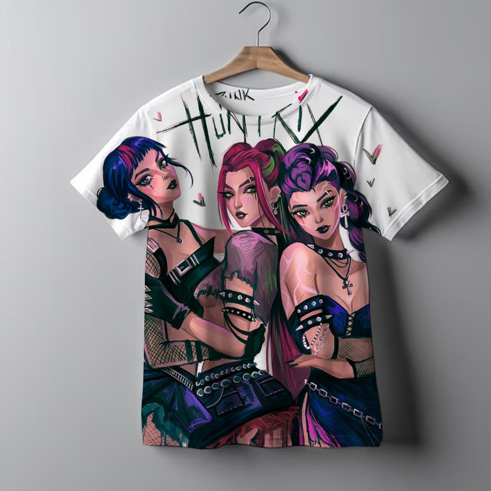 Y2K KPop Demon Hunters Kids T-shirt Cartoon Figure Printed Tops Tees Boys Girls Casual Short Sleeve Tshirt Children's Clothing
