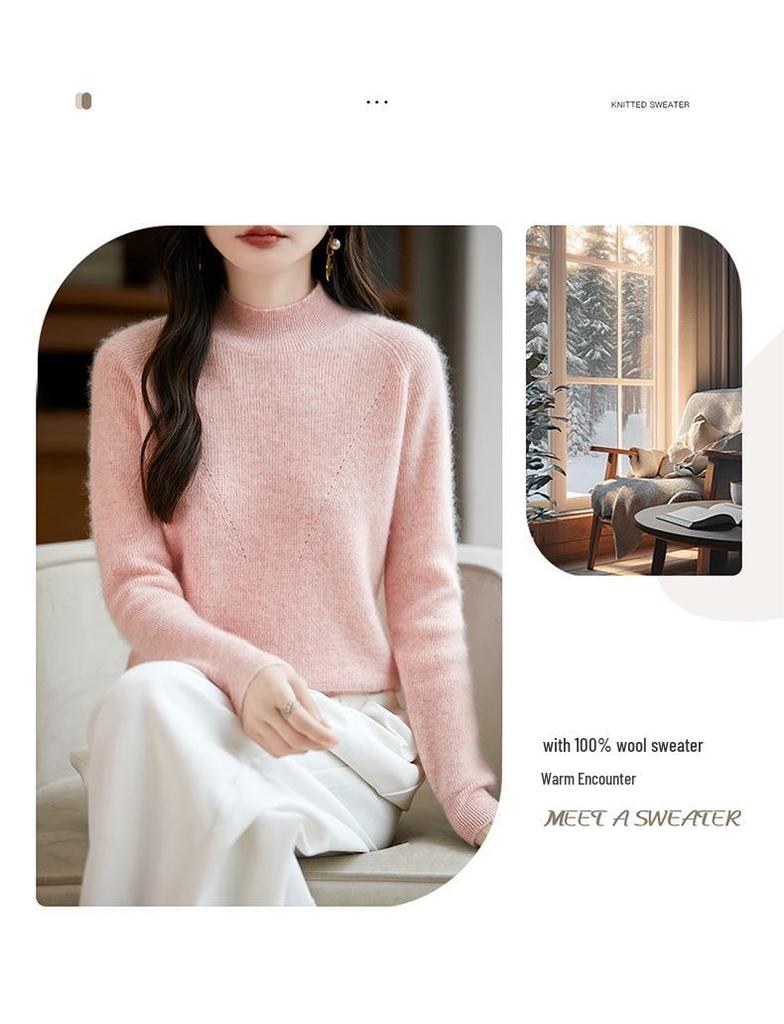 Women's High Neck Cashmere Wool Sweater, 2025 Edition - Thickened White Knitwear for Autumn and Winter