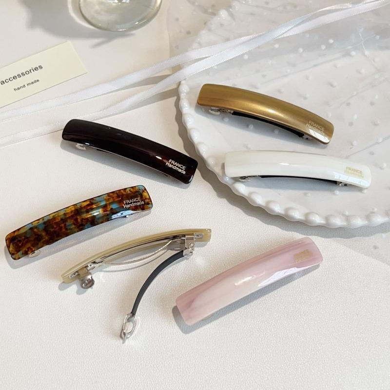 Acetic Acid Large-sized Hairpin with A Single-slot Design, Top-mounted, Featuring An Elegant Spring Clip Hairpin.