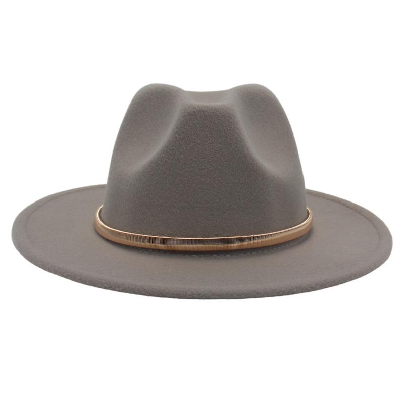 European And American Cashmere Top Hat Gold Ring Accessories Fashion Jazz Hat Four Seasons Popular Felt Hat Gentleman Lady Big Edge Hat (