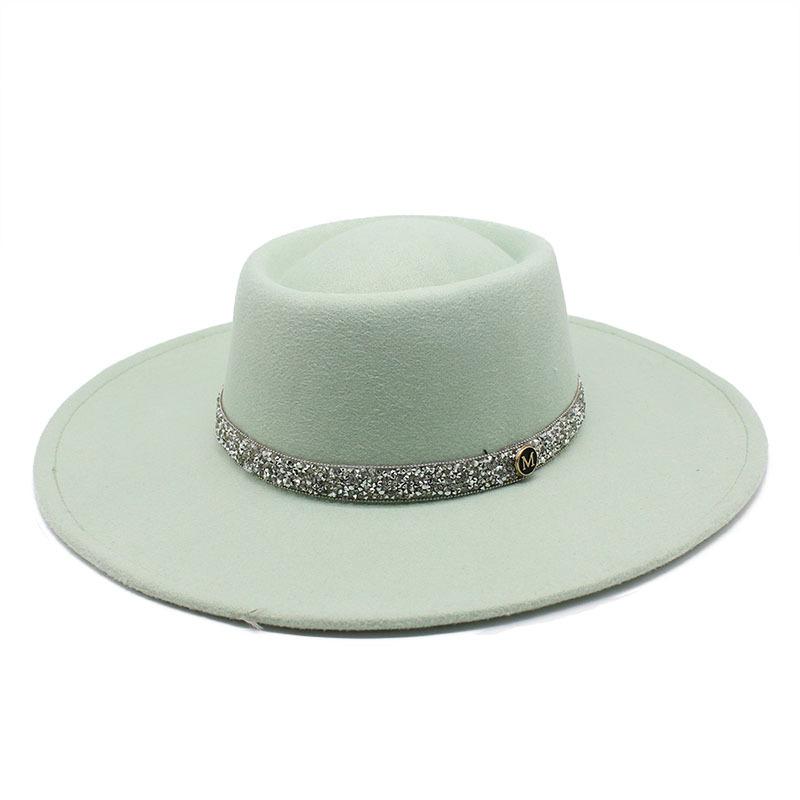 9.5Cm Brim Wool M Standard Diamond Felt Hat Concave And Convex Top Men'S And Women'S Top Hats Wide Brim Felt Hat