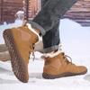 TUINANLE Winter Barefoot Boots Men Winter Sneakers Ankle Snow Shoes Plush Hiking Boots Warm Sporting Shoes Big Size 48Black