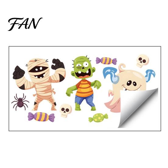 DIY Halloween Window Decorations Static Clings, Cartoon Ghost Pumpkin Witch Monsters Decals, Waterproof Spooky Theme Glass Clings Removable